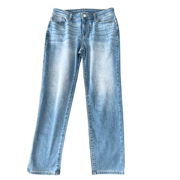 Chicos Perfect Stretch Girlfriend Jeans Womens US 4 Medium Wash Straight Ankle - Picture 1 of 8